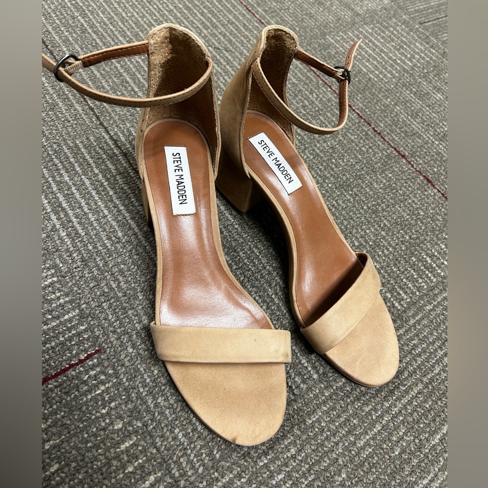 Steve Madden Beige Block Heel Sandals